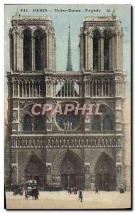 Old Postcard Paris Notre Dame Facade