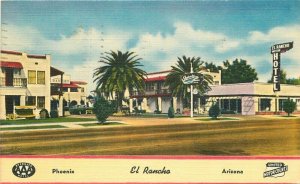 Phoenix Arizona El Rancho Motor Hotel Colorpicture linen 1950 Postcard 21-11335