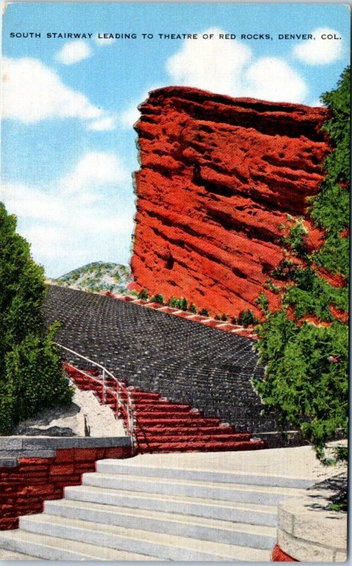1940s South Stairway Red Rocks Denver Colorado Postcard