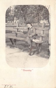 Dreaming Girl Wanted Man Park Bench 1906 Romantic Postcard Delaware Ohio