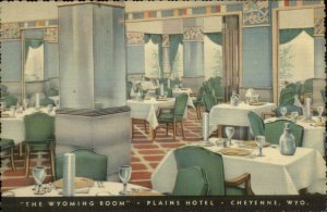 Cheyenne WY Plains Hotel Linen Interior Postcard