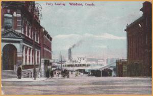 Ferry Landing, Windsor, Canada, Steamship in the background - 1909