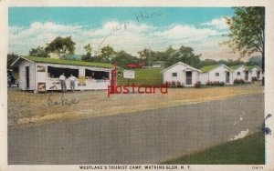 1929 WATKINS GLEN NY B. T. Westlake's Tourist Camp 40 cottages, gas pump, Teich 