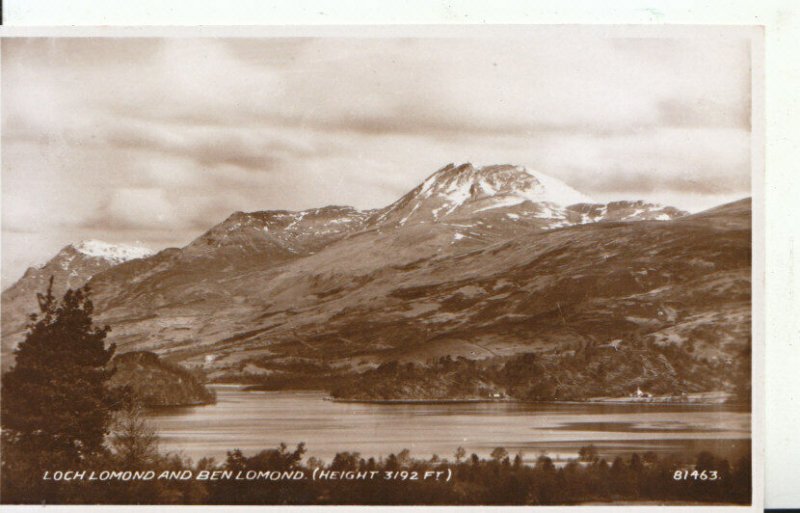 Scotland Postcard - Loch Lomond and Ben Lomond [Height 3192 ft] RP - Ref 9055A