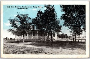 1918 Major-General Barry's Headquarters Camp Grant Rockford Illinois IL Postcard