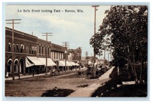 1912 La Salle Street Looking East Barron Wisconsin WI Posted Antique Postcard