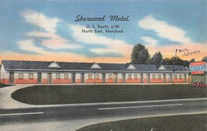 SHERWOOD MOTEL US ROUTE 40 NORTH EAST MARYLAND POSTCARD 1960