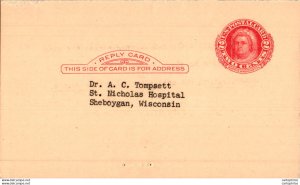 US Postal stationery 2c Tompsett Sheboygan Wisconsin