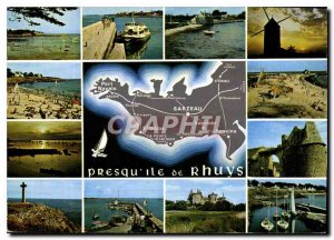 Postcard Modern Brittany Picturesque Sea and the peninsula Rhuys wood borderi...