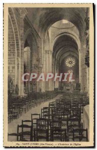 Old Postcard St Junien Haute Vienne The Interior of the Church