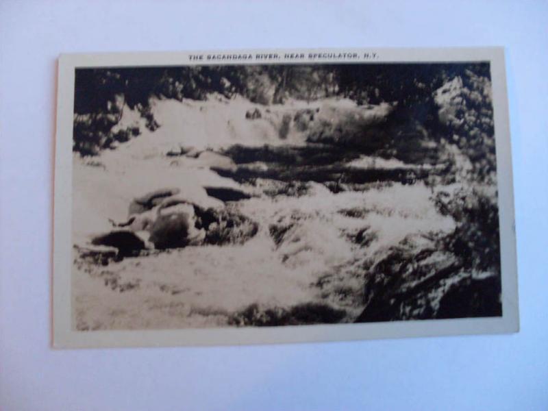 Vintage rppc RAPIDS IN SACANDAGA RIVER Speculator New York NY Postcard y7275