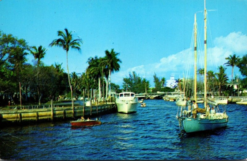 Florida Fort Lauderdale Boats Along New River 1968