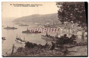 Old Postcard Villefranche Sur Mer bay and French & # 39escadre Charter