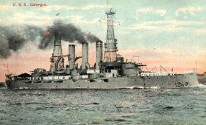 USS Georgia Battleship Navy Ship Postcard