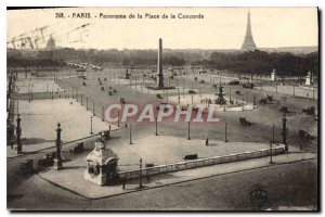 Old Postcard Paris Panorama Place de la Concorde Eiffel Tower