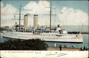 Vintage PC Dutch Navy BATTLESHIP SHIP Hr. Ms. Pantserdekschip Zeeland