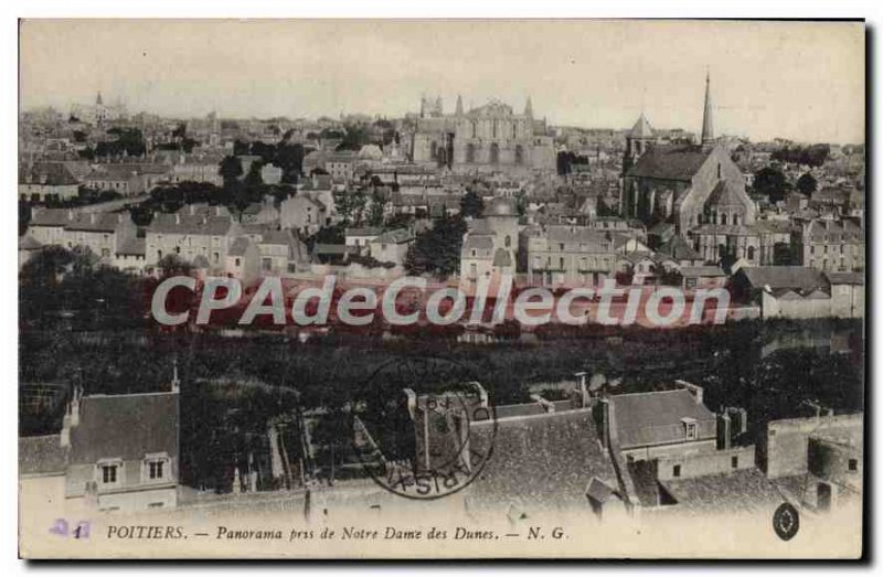 Old Postcard Poitiers Panorama taken of Our Lady of the Dunes
