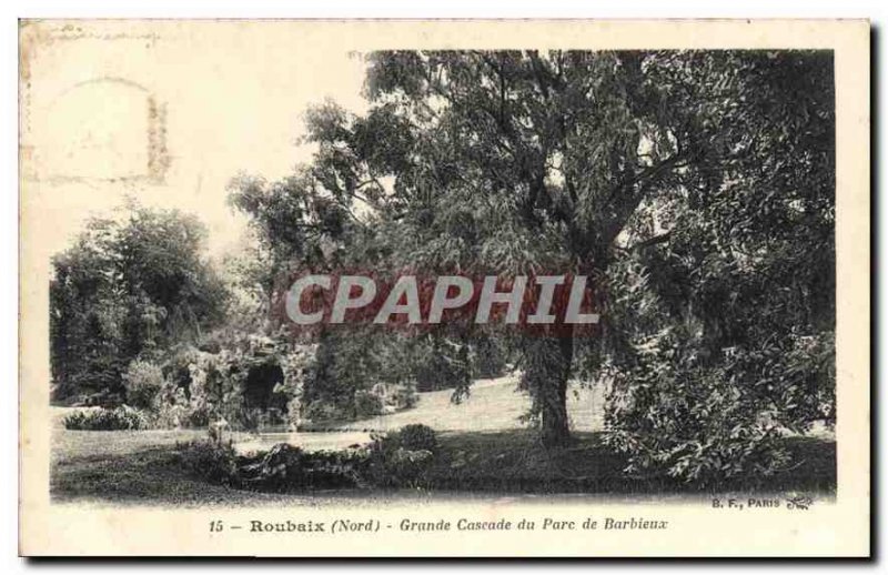 Old Postcard Roubaix north of Grand Cascade Park BARBIEUX