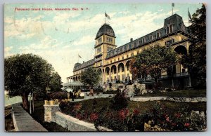 1910's Thousand Island House Alexandria Bay New York Garden View Posted Postcard