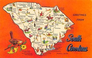 Palmetto State Map Greetings from, South Carolina