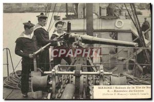 Postcard Old Boat Scenes of life aboard War cannon Exercise