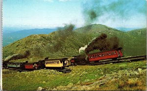 Busy Day Mt Washington Cog Railway Mt NH New Hampshire Railroad Train Postcard 