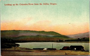 Vtg 1910s Looking Up The Columbia River from the Dalles Oregon OR Postcard