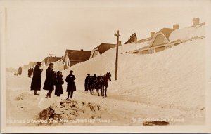 St John's Newfoundland Houses Snowed in Merry Meeting Rd Horses RP Postcard H51