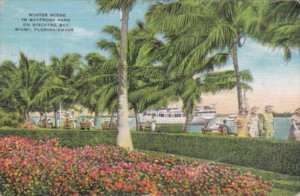 Florida Miami Bayfront Park Winter Scene 1939