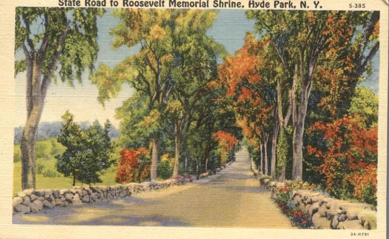 State Road to Roosevelt Memorial Shrine - Hyde Park NY, New York - Linen