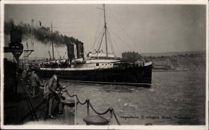 Folkestone England UK Boulogne Boat Departure Steamer 1922 Cancel RPPC PC