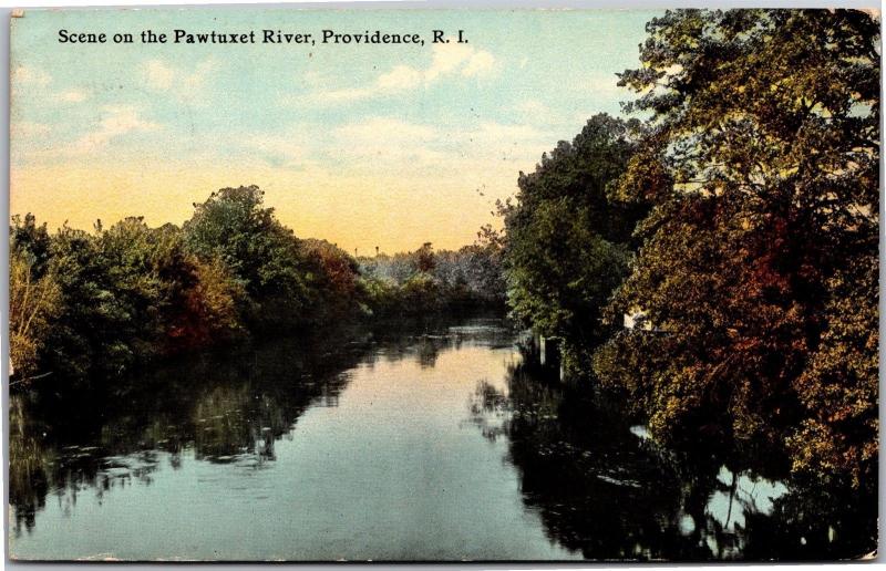 Scene on the Pawtuxet River, Providence RI c1911 Vintage Postcard I03
