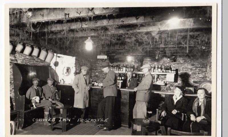 Cornwall; Boscastle, Cobweb Inn Interior With Patrons RP PPC, Unposted, c 1950's