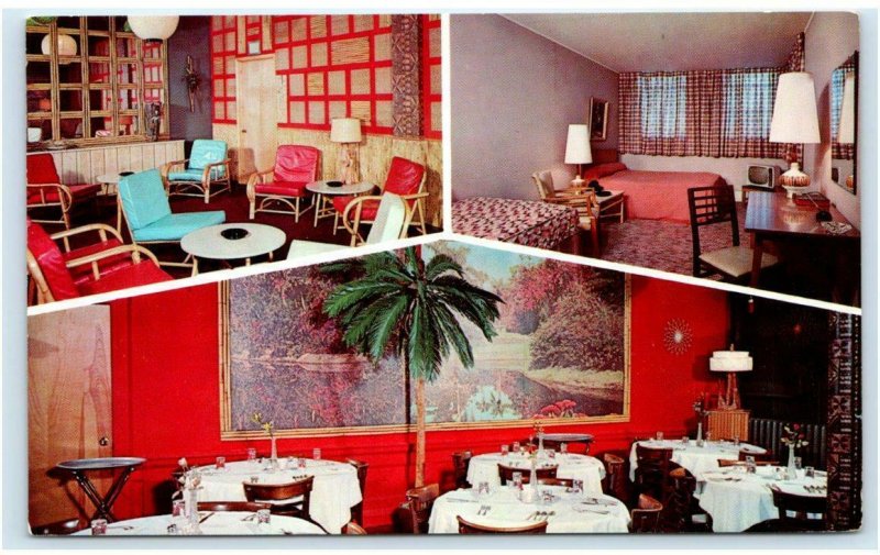 MALONE, NY ~ Roadside HOTEL FLANAGAN c1960s Franklin County Tropical? Postcard