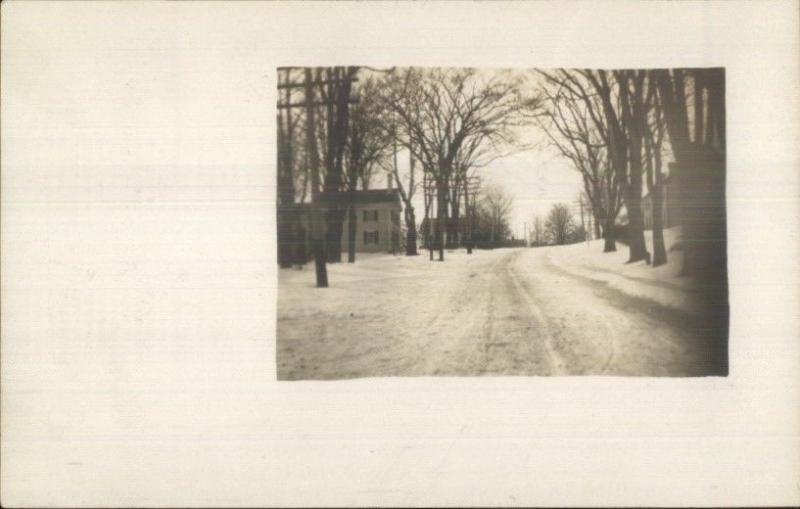 Winterport ME (Written on Back) Road in Winter c1910 Real Photo Postcard