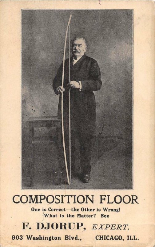 COMPOSITION FLOOR FRANZ DJORUP CHICAGO ILLINOIS ADVERTISING POSTCARD 1915