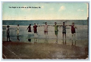 1912 You Ought To Be With Us View At Old Orchard Maine ME Posted People Postcard 