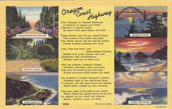 Multi View And Wesley Andrews Poem Oregon Coast Highway 1908 Curteich