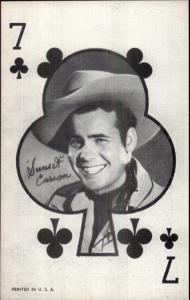 Cowboy Actor Arcade Exhibit Card Postcard - Playing Card 7 Clubs Sunset Carson