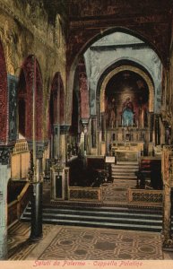 Vintage Postcard 1910's Saluti Palermo Cappella Palatina Palatine Chapel Italy