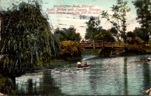 Illinois Chicago Washington Park Rustic Bridge and Lagoon 1909