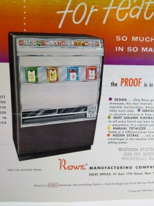 Rowe Twenty 700 Vintage Cigarette Vending Machine Flyer 1959 Promo Art 8.5 x 11