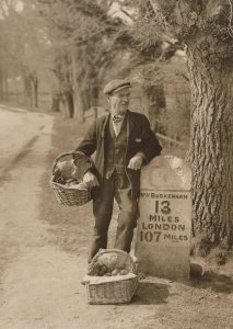 Fruit Seller at Buckingham To London Old Signpost Award Photo Postcard