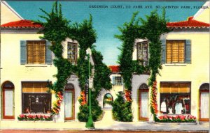 Winter Park, FL Florida GREENEDA COURT Apartments~Shops~Rollins College Postcard