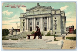 1913 Lincoln Monument Essex County Court House Statue Newark New Jersey Postcard