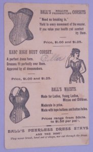 1800s Ball's Corsets Victorian W. R. Lawfer Allentown PA Victorian Trade Card