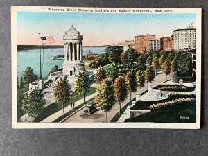 Riverside Dr Soldiers & Sailors Monument NYC NY Litho Postcard H2297080105