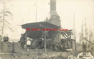 WA, Hoquiam, Washington, RPPC, Carlson Logging, Yarding Donkey, Loggers, Nelson