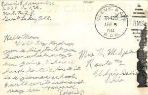 1944 Great Lakes Illinois Abandon Ship Dill US Naval RPPC Postcard 25-10114