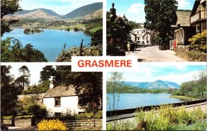 Grasmere Multiview Postcard Lake Village Red Lion Square Wordsworth Cottage UNP 